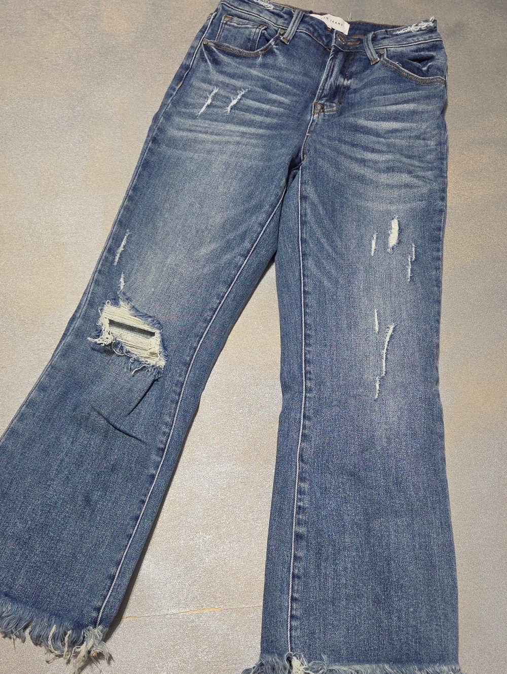 Distressed Blue Wide-Leg Women's Jeans